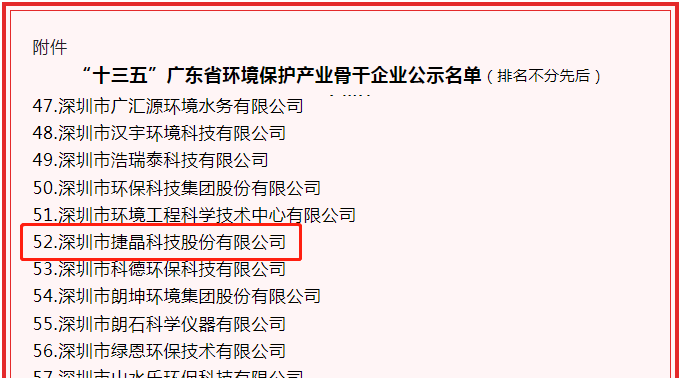 喜訊！捷晶科技獲“‘十三五’廣東省環(huán)境保護(hù)產(chǎn)業(yè)骨干企業(yè)”認(rèn)定